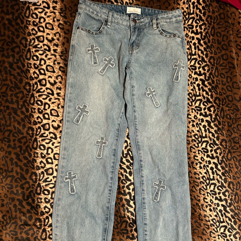 Trendy Cross Embellished Women's Jeans